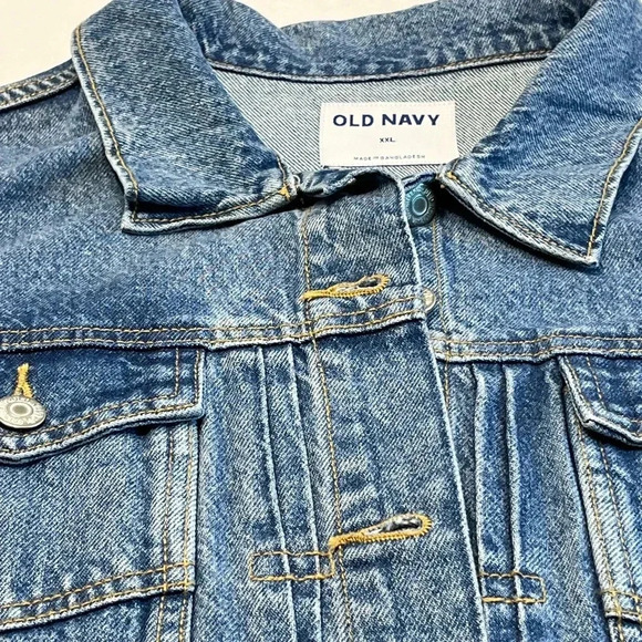 Old Navy Blue Jean Jacket size XXL Never been worn button front and on sleeve - Picture 5 of 16